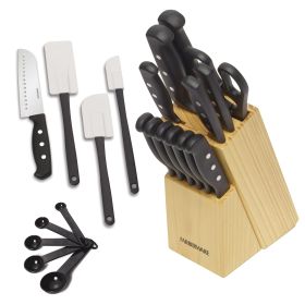 22-Piece Never Needs Sharpening Stainless Steel Knife Set with Tool Set Black