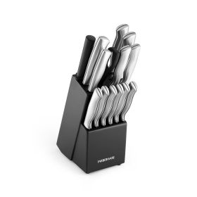 15-piece Stamped Stainless Steel Knife Block Set