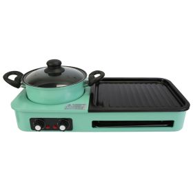 Electric Grill and Hot Pot Combo - 1600W Smokeless Korean BBQ Grill with Dual-Zone Cooking Non-Stick Surface & Adjustable Temp Control for 3-6 Pe